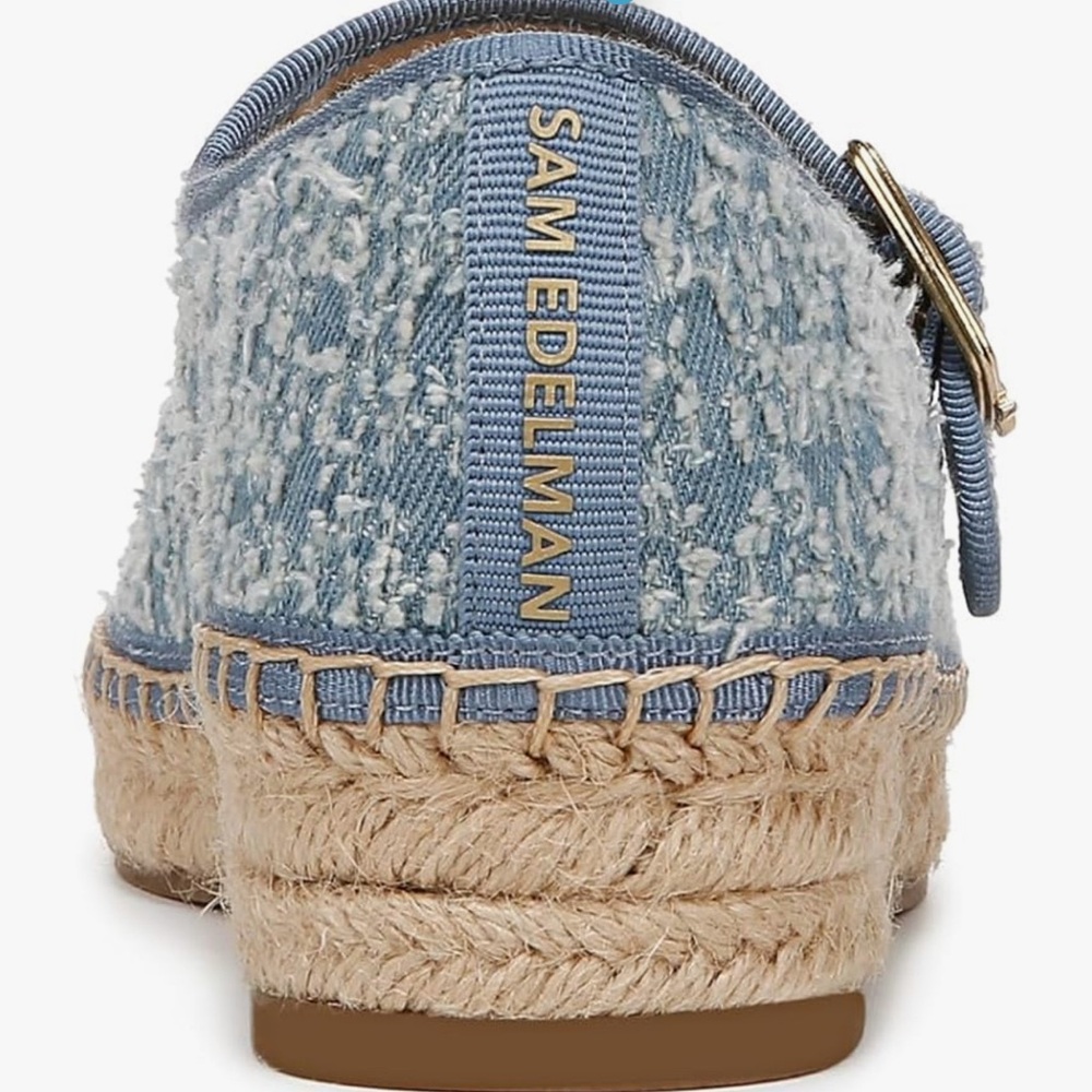 Women’s Denim Blue Espadrille Mary Jane Flats - Picture 2 of 2